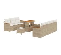 vidaXL Ensemble de canapé de Jardin 10 pcs Beige Poly rotin, Mobilier extérieur, Ensemble de Repas rectangulaire, canapé Moderne modulable, Pieds Ajustables, Durable !