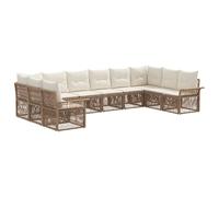 vidaXL Ensemble de canapé de Jardin 10 pcs Beige polyrotin, Canapé de Jardin Moderne, Meubles d'extérieur résistants, Ensemble modulable, Fauteuil rotin Ajustable, Confort Patio