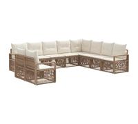 vidaXL Ensemble de canapé de Jardin 10 pcs Beige polyrotin, Canapé Moderne, résistant aux intempéries, Modular, en Poly Rattan, Set de Jardin, Housses lavables, Pieds réglables