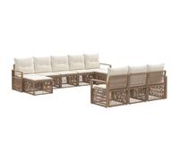 vidaXL Ensemble de canapé de Jardin 10 pcs Beige polyrotin, Sofa de Jardin modulaire, résistant aux intempéries, mobilier extérieur, Coin détente, Confort assuré