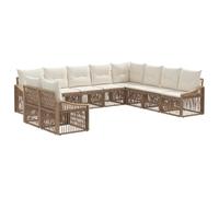 vidaXL Ensemble de canapé de Jardin 10 pcs Beige polyrotin, Sofa Moderne et résistant, Design modulable avec Pieds Ajustables, Parfait pour se détendre et se retrouver Dehors