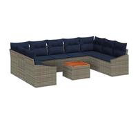 vidaXL Ensemble de canapé de Jardin 10 pcs Gris et Bleu Marine, Sofa Moderne modulable pour Jardin et terrasse, Matos durables, Parfait pour Vos Moments en Plein air