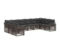 vidaXL Ensemble de canapé de Jardin 10 pcs Gris et Gris foncé, Canapé de Jardin Moderne, résistant aux intempéries, Design modulaire pour Une Assise Confortable en extérieur