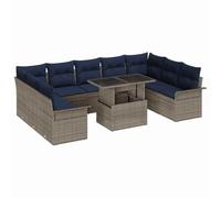 vidaXL Ensemble de canapé de Jardin 10 pcs Gris Poly rotin, Ensemble de Jardin, Rectangle, Design Moderne, résistant UV, mobilier en rotin, pour détente et Repas en extérieur