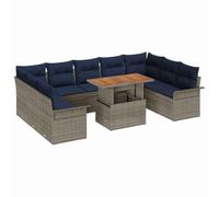 vidaXL Ensemble de canapé de Jardin 10 pcs Gris Poly rotin, Mobilier de Jardin, Set Moderne pour se détendre, résistant aux UV, canapé et transat modulables