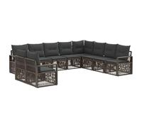 vidaXL Ensemble de canapé de Jardin 10 pcs Gris polyrotin, Canapé Moderne, résistant aux intempéries, Modular, en Poly Rattan, Set de Jardin, Housses lavables, Pieds réglables