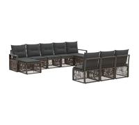 vidaXL Ensemble de canapé de Jardin 10 pcs Gris polyrotin, Canapé modulable élégant, résistant aux intempéries pour Vos réunions en extérieur, Confort Exceptionnel, mobilier Polyvalent