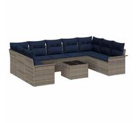 vidaXL Ensemble de canapé de Jardin 10 pcs Gris polyrotin, Canapé modulable Moderne, extérieur en terrasse, matériaux résistants UV, idéal pour l'été, Confort sur Patio