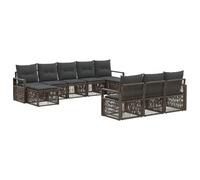 vidaXL Ensemble de canapé de Jardin 10 pcs Gris polyrotin, Sofa de Jardin modulaire, résistant aux intempéries, mobilier extérieur, Coin détente, Confort assuré