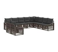 vidaXL Ensemble de canapé de Jardin 10 pcs Gris polyrotin, Sofa Moderne et résistant, Design modulable avec Pieds Ajustables, Parfait pour se détendre et se retrouver Dehors