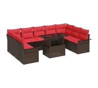 vidaXL Ensemble de canapé de Jardin 10 pcs Marron Poly Rattan, Sofa Moderne, modulable pour Jardin et terrasse, mobilier extérieur prêt pour Tout Temps, Ensemble al Fresco, résistant UV