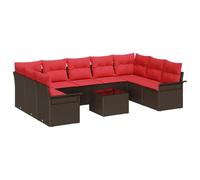 vidaXL Ensemble de canapé de Jardin 10 pcs Marron polyrotin, Salon de Jardin et terrasse, canapé modulable en Rattan, léger, résistant UV, Style Moderne pour se détendre Dehors