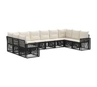 vidaXL Ensemble de canapé de Jardin 10 pcs Noir et Blanc crème, Canapé de Jardin Moderne, résistant aux intempéries, Design modulaire pour Une Assise Confortable en extérieur
