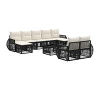 vidaXL Ensemble de canapé de Jardin 10 pcs Noir et Blanc crème, Sofa Moderne en Poly rotin, résistant aux intempéries, Design modulable, sièges Confortables, canapé Ajustable, Set Lounge Jardin
