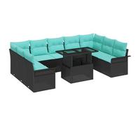 vidaXL Ensemble de canapé de Jardin 10 pcs Noir Poly Rattan, Sofa Moderne, modulable pour Jardin et terrasse, mobilier extérieur prêt pour Tout Temps, Ensemble al Fresco, résistant UV