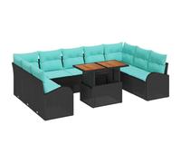 vidaXL Ensemble de canapé de Jardin 10 pcs Noir Poly rotin, Canapé d'extérieur Moderne, résistant aux UV, Meubles modulables, Salon pour Patio, Confortable et Robuste