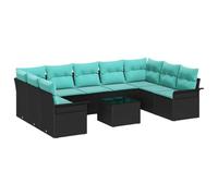 vidaXL Ensemble de canapé de Jardin 10 pcs Noir Poly rotin, Canapé modulable Moderne, extérieur en terrasse, matériaux résistants UV, idéal pour l'été, Confort sur Patio
