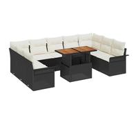 vidaXL Ensemble de canapé de Jardin 10 pcs Noir Poly rotin, Ensemble de Jardin, canapé Moderne, mobilier rectangulaire, sièges modulaires, agencement extérieur Pratique