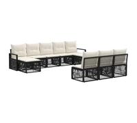 vidaXL Ensemble de canapé de Jardin 10 pcs Noir polyrotin, Canapé modulable élégant, résistant aux intempéries pour Vos réunions en extérieur, Confort Exceptionnel, mobilier Polyvalent
