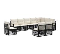 vidaXL Ensemble de canapé de Jardin 10 pcs Noir polyrotin, Sofa de Jardin Moderne, Ensemble Confortable résistant aux intempéries, mobilier modulaire pour Le Patio, Coin Lounge et Console