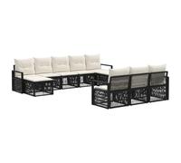 vidaXL Ensemble de canapé de Jardin 10 pcs Noir polyrotin, Sofa de Jardin modulaire, résistant aux intempéries, mobilier extérieur, Coin détente, Confort assuré