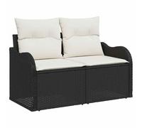 Ensemble De Canapé De Jardin Vidaxl 10 Pièces Avec Coussins En Poly Rotin Noir, Canapé De Jardin 2 Places Vidaxl Avec Rangement Et Coussins En Poly Rotin Noir