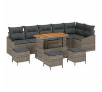 vidaXL Ensemble de canapé de Jardin 10 pièces avec Coussins. Mobilier d'extérieur Gris, résistant aux UV. Parfait pour se détendre. Ce Salon de terrasse en Rattan modulable Comprend Une Table Basse.