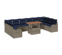 vidaXL Ensemble de canapé de Jardin 11 pc 10-Nombre de Places | Vous pouvez le réarranger à votre façon selon votre espace, Fait avec un cadre en acier solide et du rotin synthétique tissé
