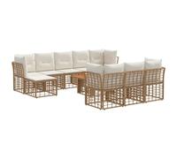 vidaXL Ensemble de canapé de Jardin 11 pc Blanc Naturel et Crème