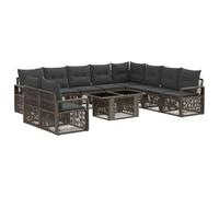 vidaXL Ensemble de canapé de Jardin 11 pc Gris et Gris foncé polyrotin