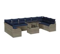 vidaXL Ensemble de canapé de Jardin 11 pc Gris Poly rotin | Les coussins sont super douillets, Résistent bien au soleil, Peut facilement accueillir 5 personnes