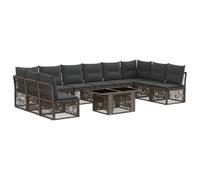 vidaXL Ensemble de canapé de Jardin 11 pc Gris polyrotin