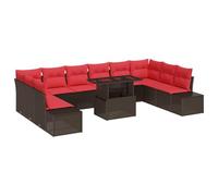 vidaXL Ensemble de canapé de Jardin 11 pc Marron polyrotin | Change ton coin fauteuil quand tu veux , Conçu pour affronter tout ce que la météo peut te balancer , Tissu en polyester