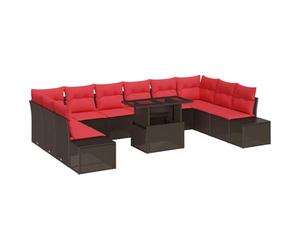vidaXL Ensemble de canapé de Jardin 11 pc Marron polyrotin | Change ton coin fauteuil quand tu veux , Conçu pour affronter tout ce que la météo peut te balancer , Tissu en polyester