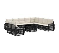 vidaXL Ensemble de canapé de Jardin 11 pc Noir et Blanc crème