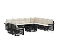 vidaXL Ensemble de canapé de Jardin 11 pc Noir et Blanc crème