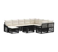 vidaXL Ensemble de canapé de Jardin 11 pc Noir et Blanc crème