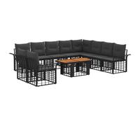vidaXL Ensemble de canapé de Jardin 11 pc Noir et Gris foncé polyrotin