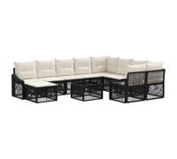 vidaXL Ensemble de canapé de Jardin 11 pc Noir polyrotin