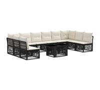 vidaXL Ensemble de canapé de Jardin 11 pc Noir polyrotin