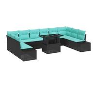 vidaXL Ensemble de canapé de Jardin 11 pc Noir polyrotin