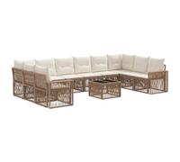 vidaXL Ensemble de canapé de Jardin 11 pcs Beige et Blanc crème, Canapé de Jardin Moderne, résistant aux intempéries, Design modulaire pour Une Assise Confortable en extérieur