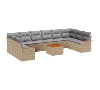 vidaXL Ensemble de canapé de Jardin 11 pcs Beige et Gris Clair, Canapé de Jardin, Design modulable pour mobilier extérieur, siège à l'abri des intempéries, Espace détente.