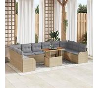vidaXL Ensemble de canapé de jardin 11 pcs Beige Poly rotin, Jardin et terrasse, canapé modulable en rotin moderne, espace 3358247 Beige