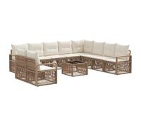 vidaXL Ensemble de canapé de Jardin 11 pcs Beige polyrotin, Canapé Moderne, résistant aux intempéries, Modular, en Poly Rattan, Set de Jardin, Housses lavables, Pieds réglables