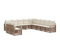 vidaXL Ensemble de canapé de Jardin 11 pcs Beige polyrotin, Canapé modulable, résistant aux intempéries, mobilier de Jardin, Salon extérieur Flexible, sièges de Patio reconfigurables