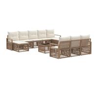 vidaXL Ensemble de canapé de Jardin 11 pcs Beige polyrotin, Sofa de Jardin modulaire, résistant aux intempéries, mobilier extérieur, Coin détente, Confort assuré