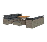 vidaXL Ensemble de canapé de Jardin 11 pcs Gris 100 x 100 x 71 cm, Canapé de Jardin réglable, sièges Confortables pour Patio, modules de Rangement stylés, résistant aux UV