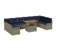 vidaXL Ensemble de canapé de Jardin 11 pcs Gris Poly rotin, Canapé modulable Jardin et terrasse, matériaux résistants UV, mobilier extérieur Chic pour l'été