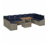vidaXL Ensemble de canapé de Jardin 11 pcs Gris Poly rotin, Sofa de Jardin et terrasse Moderne, résistant en rotin, modulaire et Confortable, pour Un Espace extérieur Cool